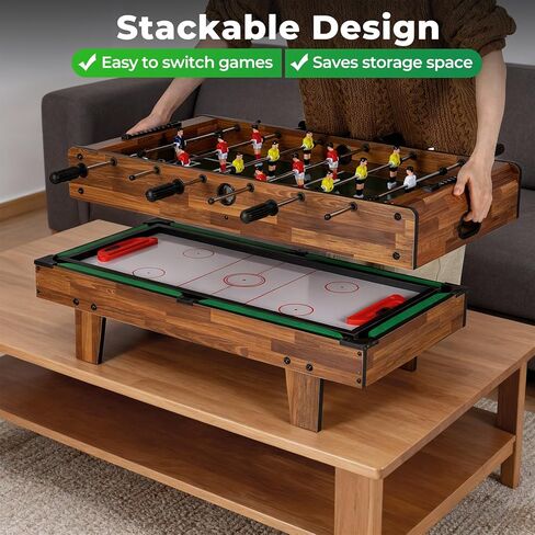 GYMAX 4 in 1 Multi Game Table, 32" Combo Game Table Set Includes Foosball, Pool Table, Hockey, Ping Pong Tabletops w/Accessories for Kids & Adults, Home, Game Room, Family Nights in Saudi Arabia
