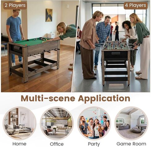 Goplus 2-in-1 Swivel Multi Game Table, 48" Combo Game Table with Foosball & Pool for Adults, Indoor Outdoor Combination Arcade Table for Home Game Room Party in Saudi Arabia