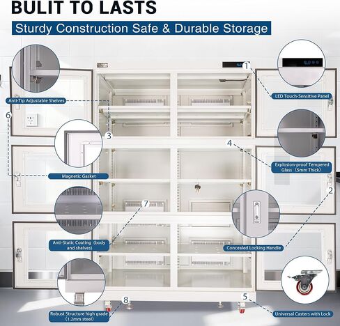 NARGON 2-40% RH 1430L الخزانة الجافة الإلكترونية، خزانة المجفف ESD لتخزين العدسات البصرية، تجميعات РСВ، الرقاقة، المكونات الإلكترونية، أشباه الموصلات، المواد الكيميائية المخبرية، الموديل NMC1436B in Kuwait