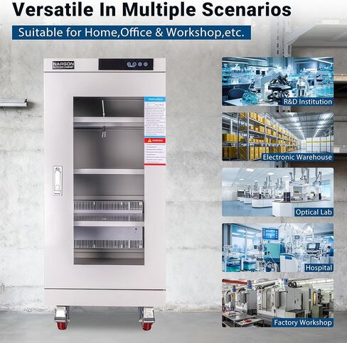 خزانة NARGON 1-20% RH 160L الإلكترونية الجافة، خزانة تجفيف ESD لتخزين العدسات البصرية، تجميعات РСВ، الرقاقة، المكونات الإلكترونية، أشباه الموصلات، المواد الكيميائية المخبرية، موديل NMC161C in Kuwait