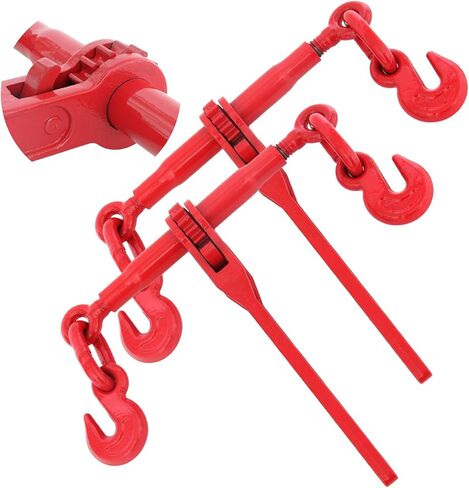 Heavy Duty Ratchet Chain Binders 2-Pack 9215 LBS Working Load Limit, 3/8" - 1/2" with G70 Hooks for Transport Chains, Tie-Down, Hauling in Kuwait