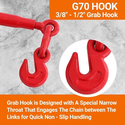 Heavy Duty Ratchet Chain Binders 2-Pack 9215 LBS Working Load Limit, 3/8" - 1/2" with G70 Hooks for Transport Chains, Tie-Down, Hauling in Kuwait