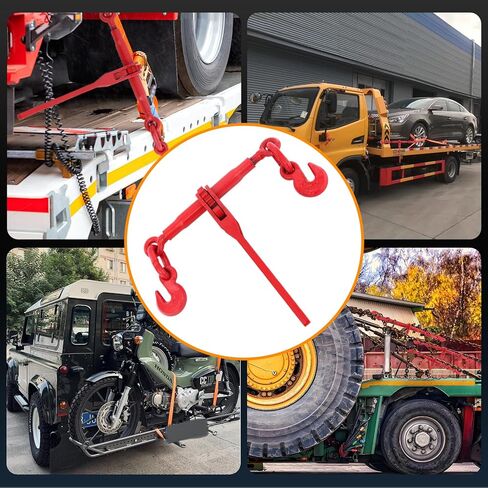 Heavy Duty Ratchet Chain Binders 2-Pack 9215 LBS Working Load Limit, 3/8" - 1/2" with G70 Hooks for Transport Chains, Tie-Down, Hauling in Kuwait