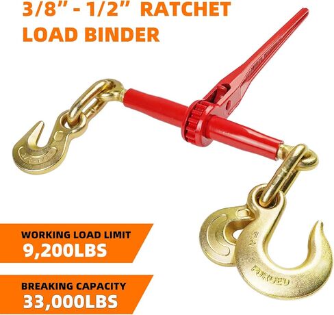ENJ 2 Pack 3/8"-1/2" Ratchet Load Binder w/ 1/2" Grab & Slip Hook, for 3/8-1/2 Grade 70 Transport Chain, Load Binder with 9,200 Pound Working Load Limit in Kuwait