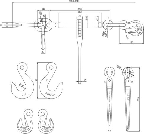 ENJ 2 Pack 3/8"-1/2" Ratchet Load Binder w/ 1/2" Grab & Slip Hook, for 3/8-1/2 Grade 70 Transport Chain, Load Binder with 9,200 Pound Working Load Limit in Kuwait