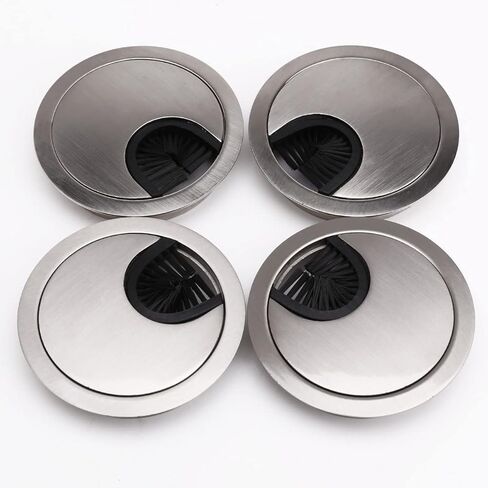 Desk Grommet,Cable Grommet Cable Grommet， 68 mm Metal Chrome Round Grommet - Desk Cable Tidy Insert PC Wire Hole - for Desk, Desktops, Office - Set of 4 in Saudi Arabia