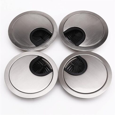 Desk Grommet,Cable Grommet Cable Grommet， 68 mm Metal Chrome Round Grommet - Desk Cable Tidy Insert PC Wire Hole - for Desk, Desktops, Office - Set of 4 in Saudi Arabia