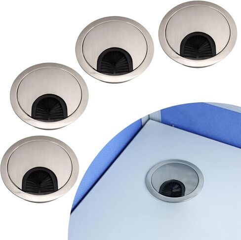 Desk Grommet,Cable Grommet Cable Grommet， 68 mm Metal Chrome Round Grommet - Desk Cable Tidy Insert PC Wire Hole - for Desk, Desktops, Office - Set of 4 in Saudi Arabia