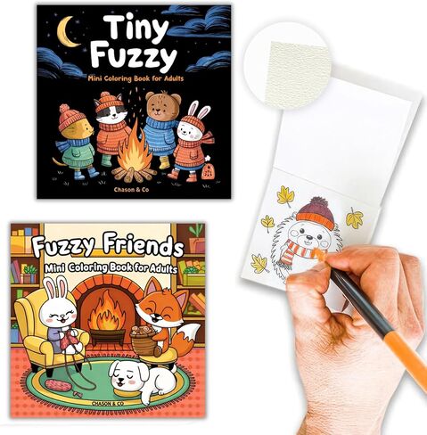 Chason & Co Mini Colorning Book الكبار - كتب التلوين الصغيرة للبالغين | فن جريء وسهل ، لطيف للمراهقين والنساء تخفيف الإجهاد | 50 صفحة × 3 حزمة حجم السفر + صفحة واقي نزيف (دافئ) in Saudi Arabia