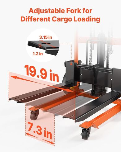 VEVOR Hydraulic Material Lift Winch Stacker, 450 lbs Load Capacity, 35.4'' Max Lifting Height, Pallet Truck Dolly with Fork Lift Table, Foldable & Portable Pallet Jack Table Cart, Orange & Black in Saudi Arabia