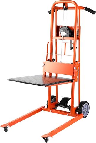 VEVOR Material Lift Winch Stacker, 330lbs Capacity Pallet Truck Dolly, 42.9in Max Lifting Height Manual Winch Stacker, Multifunctional Manual Pallet Truck Stacker with Swivel Casters and Lift Plate in Saudi Arabia