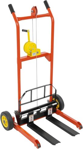 Hydraulic Material Lift Winch Stacker, Pallet Truck Dolly, Adjustable Stacker Fork Lift, 441 Lbs 15.7" Max Lift with 9" Casters, Removable Lifting Platform for Warehouse, Factory, Workshop in Saudi Arabia