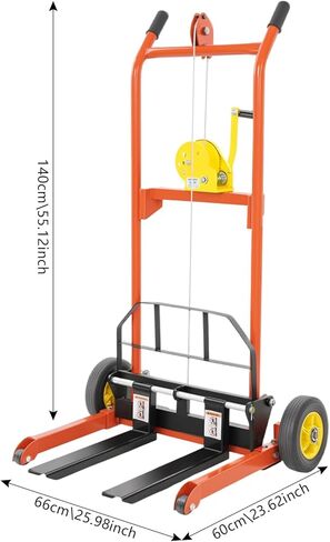 Hydraulic Material Lift Winch Stacker, Pallet Truck Dolly, Adjustable Stacker Fork Lift, 441 Lbs 15.7" Max Lift with 9" Casters, Removable Lifting Platform for Warehouse, Factory, Workshop in Saudi Arabia