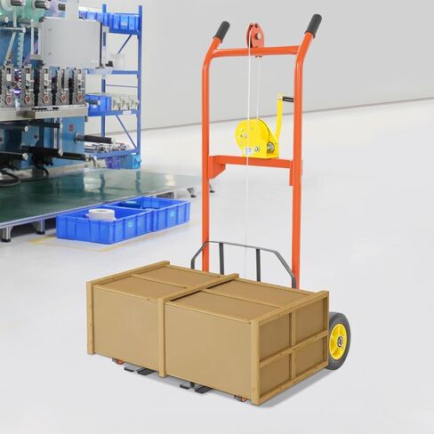 Hydraulic Material Lift Winch Stacker, Pallet Truck Dolly, Adjustable Stacker Fork Lift, 441 Lbs 15.7" Max Lift with 9" Casters, Removable Lifting Platform for Warehouse, Factory, Workshop in Saudi Arabia