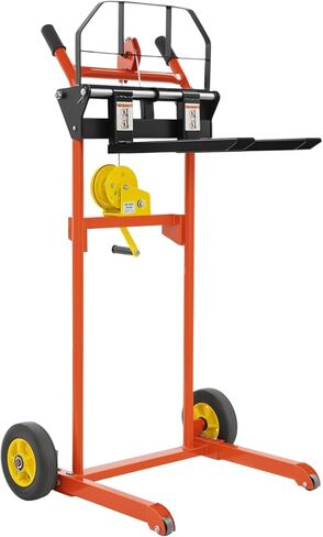 Hydraulic Material Lift Winch Stacker, Pallet Truck Dolly, Adjustable Stacker Fork Lift, 441 Lbs 15.7" Max Lift with 9" Casters, Removable Lifting Platform for Warehouse, Factory, Workshop in Saudi Arabia