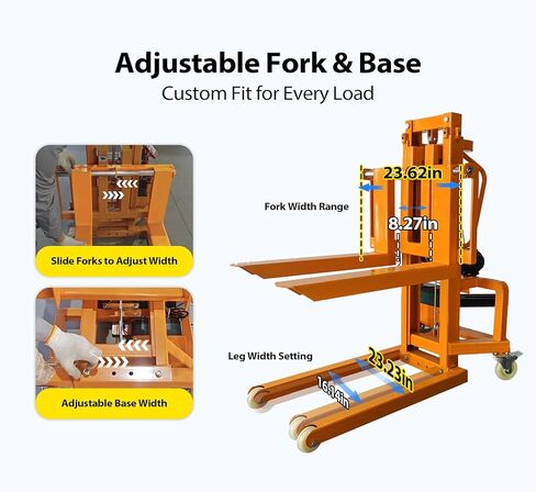 Electric Material Lift Pallet Stacker| 660lbs Capacity Forklift | 47.24" Max Remote Control Lift | Adjustable Forks&Base | Ideal for Warehouse, Garage, Logistics丨Battery Powered Forklift in Saudi Arabia