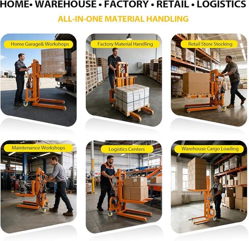 Electric Material Lift Pallet Stacker| 660lbs Capacity Forklift | 47.24" Max Remote Control Lift | Adjustable Forks&Base | Ideal for Warehouse, Garage, Logistics丨Battery Powered Forklift in Saudi Arabia