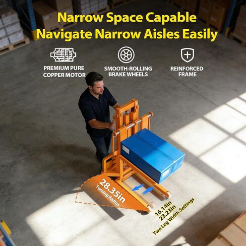 Electric Material Lift Pallet Stacker| 660lbs Capacity Forklift | 47.24" Max Remote Control Lift | Adjustable Forks&Base | Ideal for Warehouse, Garage, Logistics丨Battery Powered Forklift in Saudi Arabia