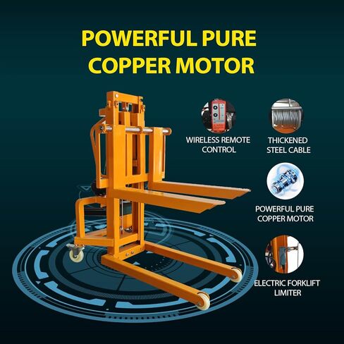 Electric Material Lift Pallet Stacker| 660lbs Capacity Forklift | 47.24" Max Remote Control Lift | Adjustable Forks&Base | Ideal for Warehouse, Garage, Logistics丨Battery Powered Forklift in Saudi Arabia