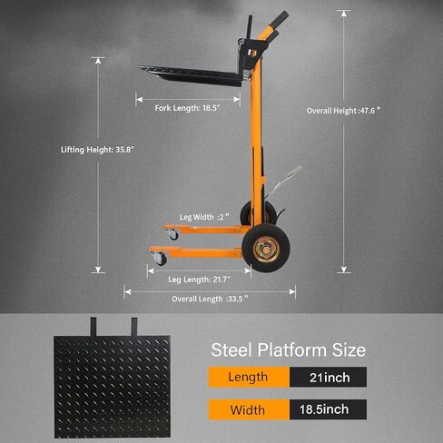 Apollo Material Lift Stacker, Hydraulic Pallet Truck Dolly 440 lbs Capacity, 35.8" Max Lift, Pallet Stacker with Swivel Casters and Steel Platform in Saudi Arabia