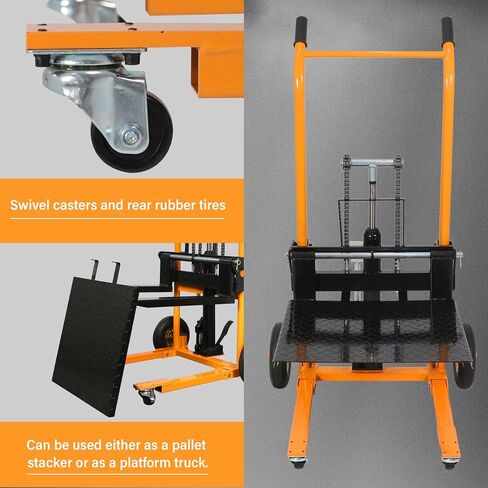 Apollo Material Lift Stacker, Hydraulic Pallet Truck Dolly 440 lbs Capacity, 35.8" Max Lift, Pallet Stacker with Swivel Casters and Steel Platform in Saudi Arabia