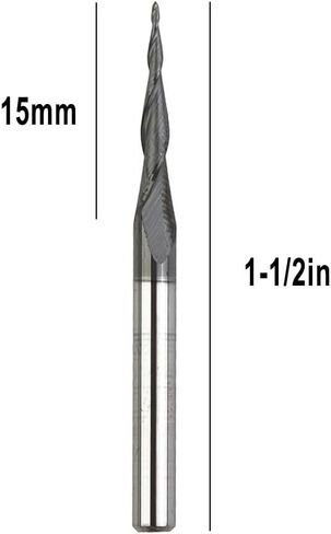 مطحنة نهاية مدببة كروية من الكربيد، ساق 1/8 بوصة، نصف قطر 0.25 مم، مطلية بـ TiAlN، لطحن الحديد الزهر باستخدام الحاسب الآلي، سبائك الصلب، 2 فلوت، طول القطع 15 مم in Kuwait