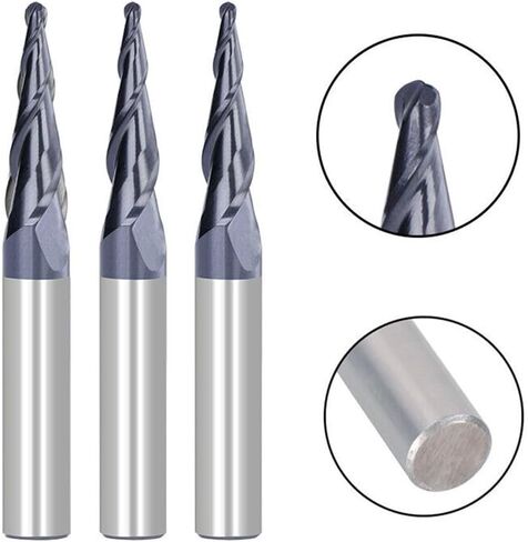 مطحنة نهاية أنف كروية مدببة 2 فلوت 1/4 بوصة لقمة طحن كربيد ساق مع تصميم جهاز توجيه حلزوني لتصنيع CNC من سبائك الفولاذ المقاوم للصدأ المقسى والنحاس (R0.25x20xD6.35x50) in Kuwait