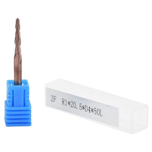 Professional Tapered End Mills Carbide Tip Ball Nose Spiral Router Bit High Precision CNC Engraving Tool for Wood Metal and Plastic Cutting Durable Tungsten Steel Construct (R1.0*20.5*D4*50) in Saudi Arabia