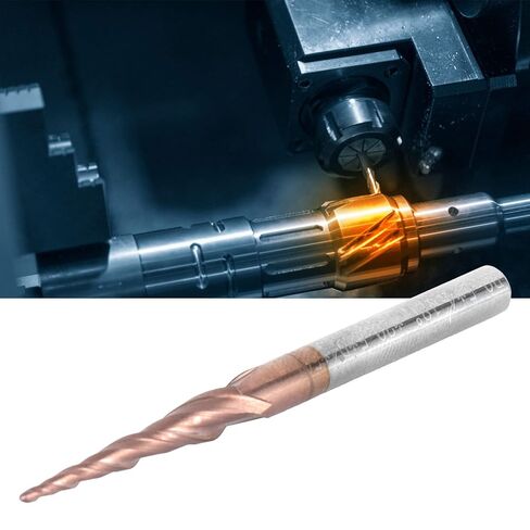 Tapered Ball Nose End Mill CNC Router Bit 2 Flute Tungsten Steel Carbide Antique Brass Plated 0.5mm Cutting Diameter for Wood Metal Plastic Engraving Milling Cutting in Saudi Arabia
