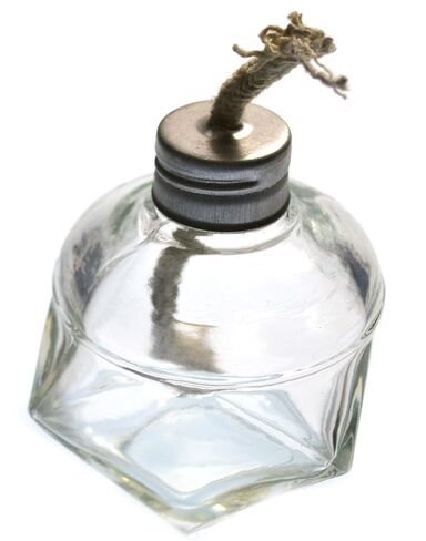 EISCO Alcohol Lamp, 120mL - Glass with Metal Cap and Fiber Wick - Polyhedral in Kuwait