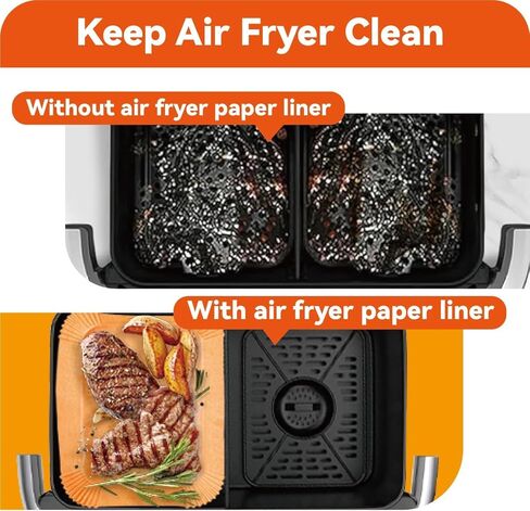 150Pcs Air Fryer Liners for Ninja Foodi DZ071 7-QT/11-QT & Instant 9-QT DualZone FlexBasket Unbleached Parchment Paper, Disposable, Non-Stick,Includes 100 Small + 50 Large Liners in Saudi Arabia