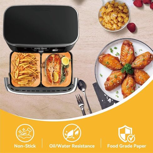 150Pcs Air Fryer Liners for Ninja Foodi DZ071 7-QT/11-QT & Instant 9-QT DualZone FlexBasket Unbleached Parchment Paper, Disposable, Non-Stick,Includes 100 Small + 50 Large Liners in Saudi Arabia
