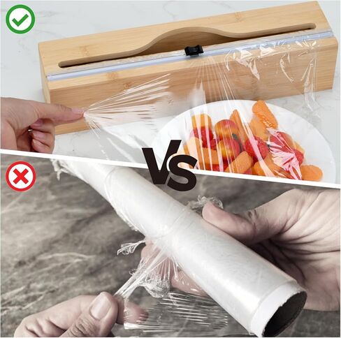 موزع أغلفة بلاستيكية مع قطاعة، غلاف لاصق مع قطاعة منزلق لحامل تنظيم تخزين المطبخ لفافة مقاس 12 بوصة in Kuwait