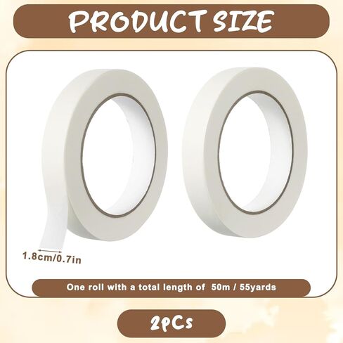 2 Rolls Writable Freezer Tape, 55 Yards Removable Refrigerator Labels, Easy Tear Masking Tape, Low Temperature Resistant Residue Free for Kitchen Food Containers Dispenser (White) in Saudi Arabia