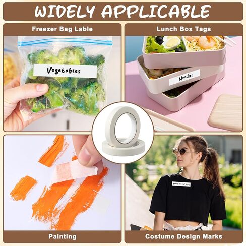 2 Rolls Writable Freezer Tape, 55 Yards Removable Refrigerator Labels, Easy Tear Masking Tape, Low Temperature Resistant Residue Free for Kitchen Food Containers Dispenser (White) in Saudi Arabia