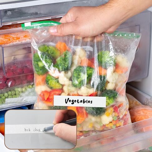2 Rolls Writable Freezer Tape, 55 Yards Removable Refrigerator Labels, Easy Tear Masking Tape, Low Temperature Resistant Residue Free for Kitchen Food Containers Dispenser (White) in Saudi Arabia