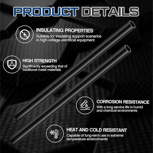 Pangda 12 Pcs Carbon Fiber Rod 6 x 4 x 1000mm Rod Black Round 6mm Hollow Matte Pole Tubing for Rc Airplane Repair DIY Craft Kite Model Remote-Controlled Airplanes Drones Project in Saudi Arabia
