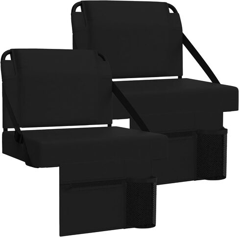2pcs Stadium Seat for Bleachers with Back Support，Portable Bleacher Chairs with Back and Cushion，Includes Shoulder Strap and Cup Holder in Saudi Arabia