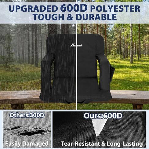 حقيبة ظهر واسعة من رومسوي مكونة من قطعتين مع مساند للذراعين، 6 زوايا قابلة للتعديل وخطافات مخفية، كرسي تبييض مع أشرطة ظهر مبطنة وجيوب متعددة للاستخدام في الهواء الطلق (21 بوصة) in Kuwait