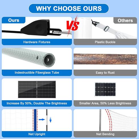 Pool Volleyball Net Set with High Brightness LED Solar Powered Lights, 15ft-32ft Adjustable Portable Volleyball Net with 40L Weighted Base for Inground Pools, 2 Ball & Pump for Family Fun, Party Games in Saudi Arabia