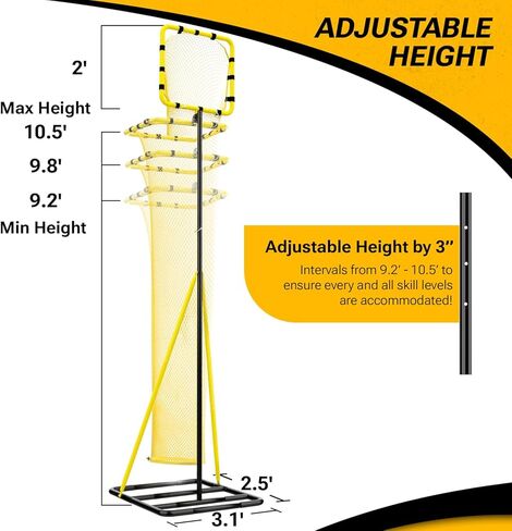 شبكة تدريب الكرة الطائرة القابلة للتعديل بطول 10.5 قدم من ديمبلز إكسيل مع 3 مستويات ارتفاع و5 زوايا إرجاع للكرة (70 درجة - 180 درجة)، تتضمن الكرة الطائرة ومضخة وحقيبة حمل وأكياس رمل للتمرين في الأماكن المغلقة/الخارجية in Kuwait