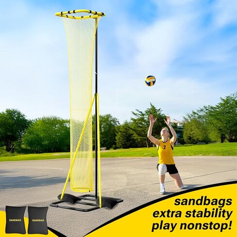 شبكة تدريب الكرة الطائرة القابلة للتعديل بطول 10.5 قدم من ديمبلز إكسيل مع 3 مستويات ارتفاع و5 زوايا إرجاع للكرة (70 درجة - 180 درجة)، تتضمن الكرة الطائرة ومضخة وحقيبة حمل وأكياس رمل للتمرين في الأماكن المغلقة/الخارجية in Kuwait