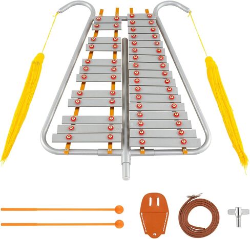 HONEY JOY 29 Notes Glockenspiel Percussion Kit, Aluminum Marching Xylophone w/Adjustable Handle, 2 Mallets, Belt Clip & Belt, Educational Musical Instrument for Adults, Beginners & Professionals in Saudi Arabia