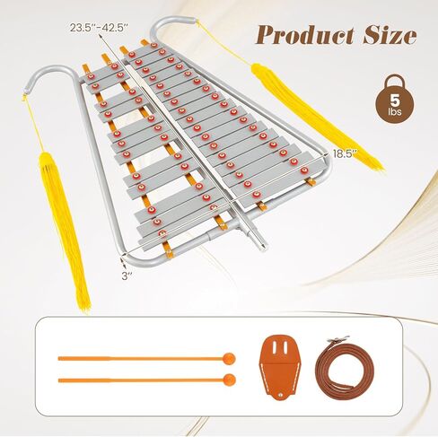 HONEY JOY 29 Notes Glockenspiel Percussion Kit, Aluminum Marching Xylophone w/Adjustable Handle, 2 Mallets, Belt Clip & Belt, Educational Musical Instrument for Adults, Beginners & Professionals in Saudi Arabia