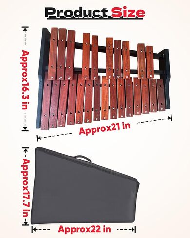 25-Note Portable Wooden Glockenspiel with & Xylophone Two Pairs of Mallets | Professional-Sounding Instrument for Beginners, Early Music Education, and Classroom Learning in Kuwait