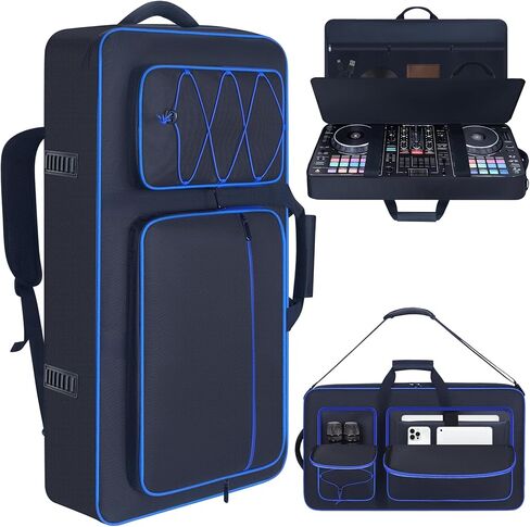 DJ Controller Case Compatible with DDJ FLX10 / GRV6 / REV5 / REV7 / 1000 / 1000SRT, Padding DJ Controller Bag Soft Padded Backpack with Multi-Pocket for DJ Accessories & 15.6" Laotop in Saudi Arabia