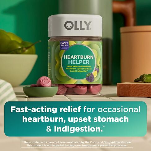 OLLY Heartburn Helper Gummy Supplement, Fast Relief of Occasional Heartburn,* Tricalcium Phosphate, Berry Breeze Flavored, 20 Servings - 40 Count in Saudi Arabia