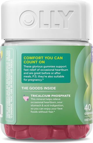 OLLY Heartburn Helper Gummy Supplement, Fast Relief of Occasional Heartburn,* Tricalcium Phosphate, Berry Breeze Flavored, 20 Servings - 40 Count in Saudi Arabia