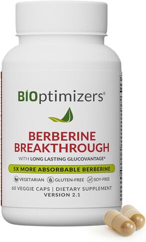 مكمل BIOptimizers Berberine Breakthrough - دعم التمثيل الغذائي - التمثيل الغذائي الصحي - 60 كبسولة - نباتي، خالي من الغلوتين، خالي من الصويا in Kuwait