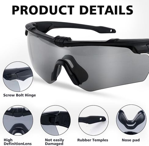 Tactical Shooting Glasses Safety Glasses Hunting Riding Interchangeable Lens in Kuwait